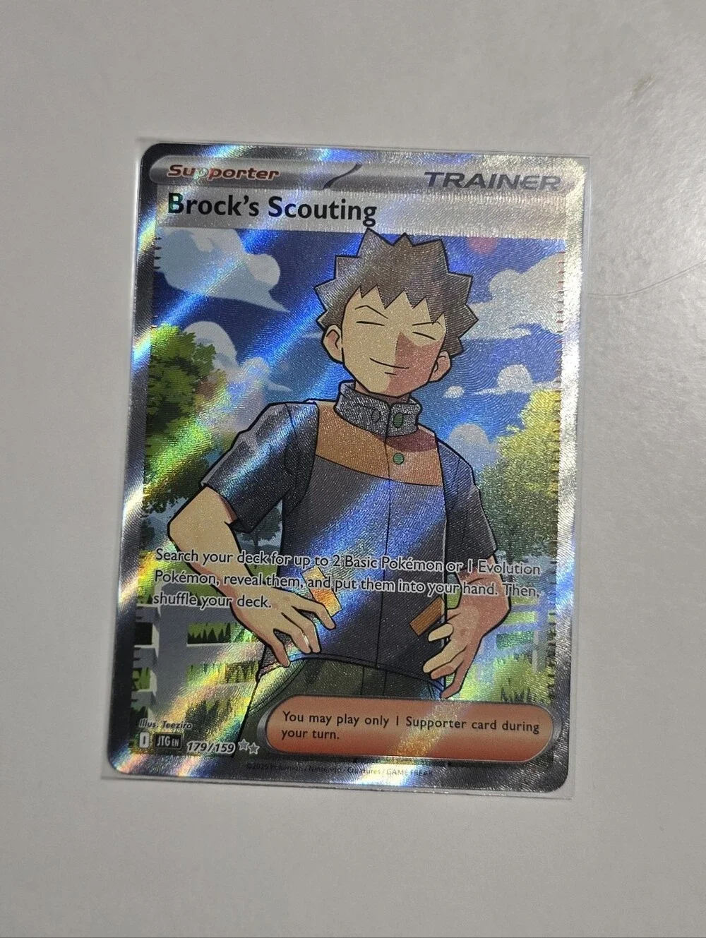 Pokemon Brock's Scouting 179/159 Journey Together Ultra Rare Full Art Trainer NM